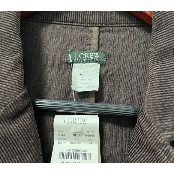 J Crew Womens Corduroy Single Breasted Cotton Blazer Size 14 Brown Dark Academia - Picture 6 of 7